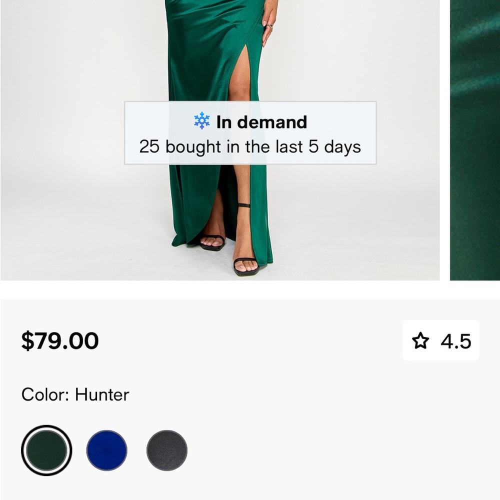 Satin Pleated Slit Gown - Picture 3 of 4